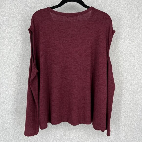Rag and Bone Womens Slash Long Sleeve Top Size L Burgundy Port Red Cold Shoulder - Picture 2 of 10